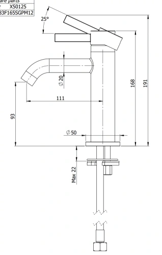 Смеситель для раковины Remer Metrica MC12DO, золото глянцевое