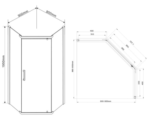 Душевой уголок Vincea Stresa VSP-1S900CLB