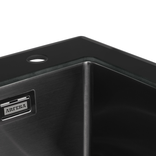 Мойка кухонная Arfeka Eco AR 500*500 GS black glass + black PVD NANO