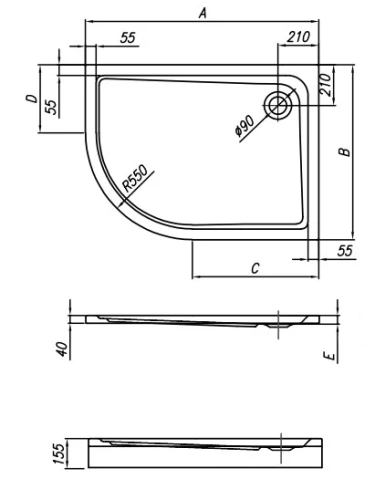 Душевой поддон Kolpa-san Malur 120x90 L 535890