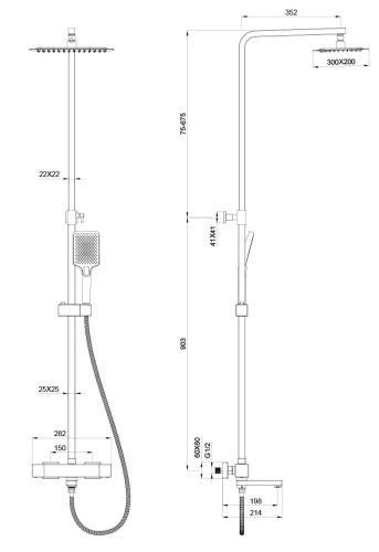 Душевая стойка со смесителем Oliveeka OL-739901+139003-BN