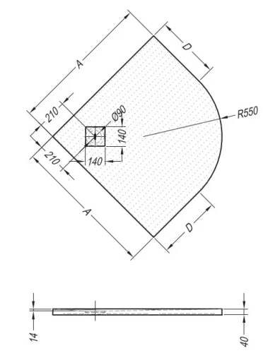 Душевой поддон Kolpa-san Moonwalk R 90x90 R550 white 922780