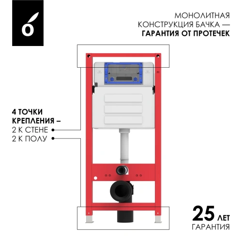 Комплект Oliveeka инсталляция OL-MQ-003 с унитазом OL-G1 и кнопкой OL-R22-CR