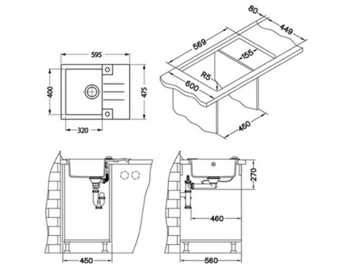 Мойка для кухни Alveus ROCK 30 Granital ARCTIC-G11 595x475x160 1090947