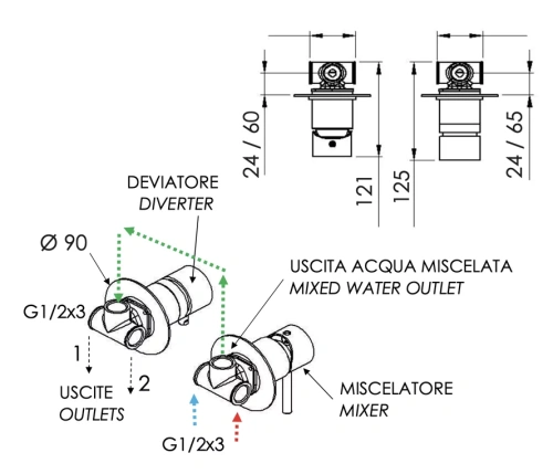 Смеситель для душа Remer X-style X96BR, бронза масляная