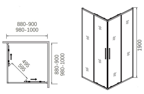Душевой уголок CeramaLux 100x100 CL902B-100