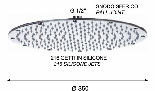 Верхний душ с шарнирным соединением 35 см Remer 359MMXLDO, золото глянцевое