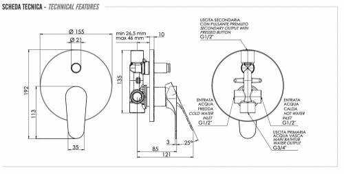Смеситель для душа Remer Class Line L09