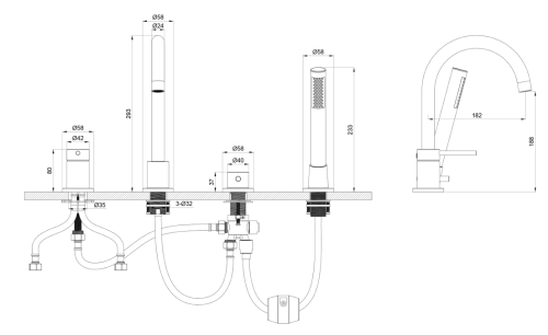 Смеситель для ванны Oliveeka OL-669017-BN