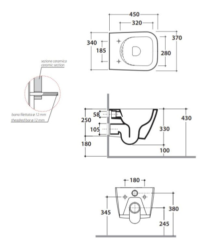 Унитаз подвесной Globo STONE STS07BI