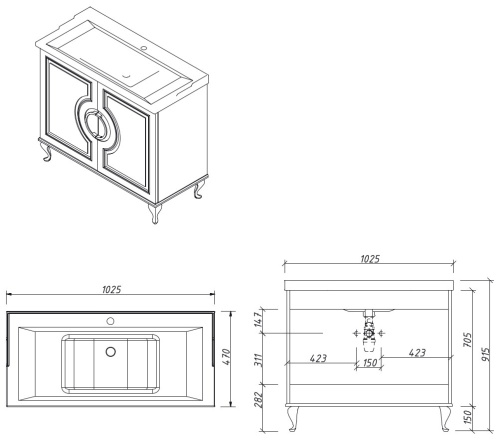 Тумба напольная Caprigo Valletta 100 35314-SF027