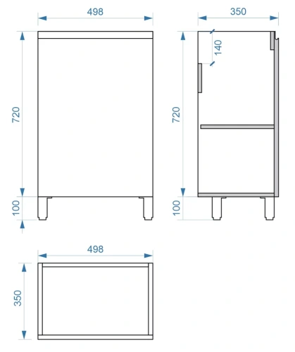 Тумба напольная Vela Мира 50Н дверь под Alice TU27154