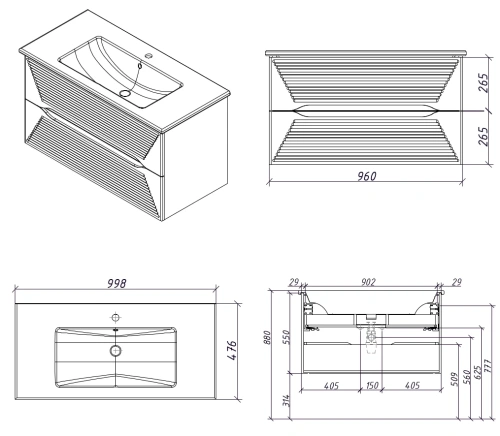 Тумба подвесная Caprigo Modo Terza 100 35615-SF027