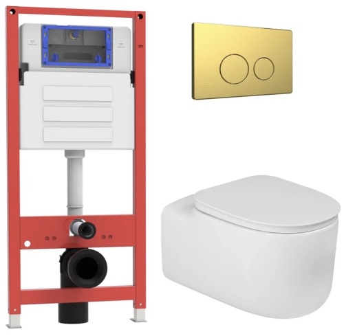 Комплект Oliveeka инсталляция OL-MQ-003 с унитазом OL-G27 и кнопкой OL-R22-BG