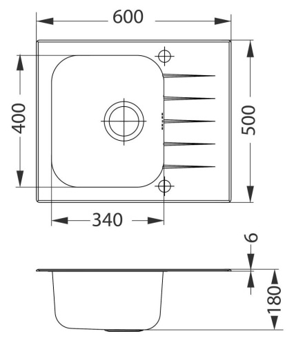 Мойка для кухни Alveus VITRO 10 RAL9005-90 (черная) 600x500 1114557