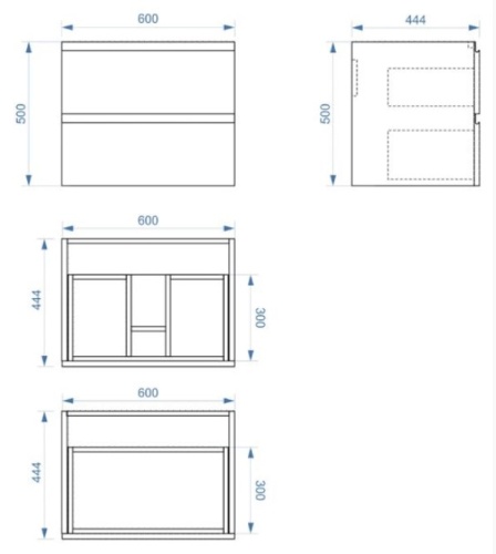 Тумба подвесная Vela Мира ЛАЙТ 60П под Classica (бетон/черный мат) TU2712