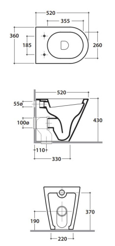 Унитаз приставной Globo Forty3 FO002BI