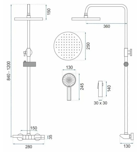 Душевая система Rea Savio chrom P8544