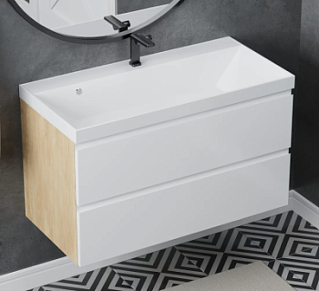 Тумба подвесная Vela Мира Лайт 100П под Classica (небраска/белый) TU65375