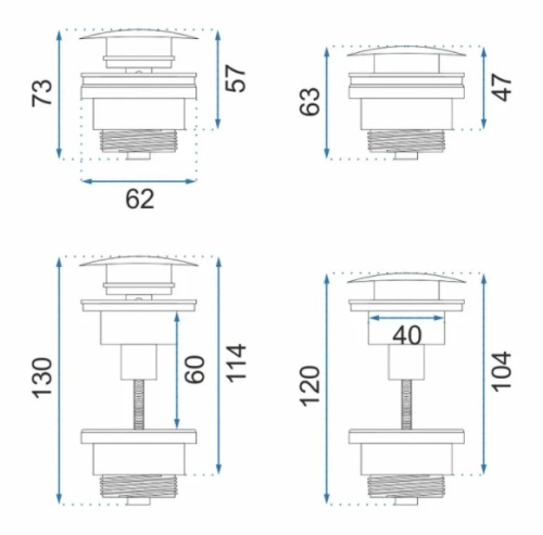 Сифон с донным клапаном универсальным Rea Black A5215