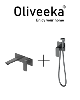 Гигиенический душ со смесителем Oliveeka OL-829003+869003-BGM, матовый оружейный металл