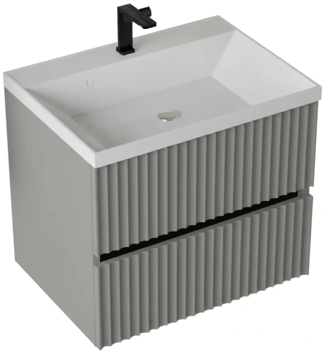 Тумба подвесная Vela Волна 70П под Classica (серый мат) черный гола TU8855