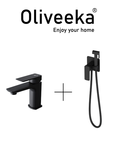 Гигиенический душ со смесителем Oliveeka OL-829003+139003-MB, черный матовый