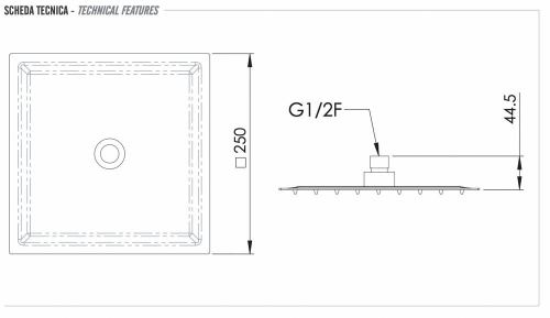 Верхний душ с шарнирным соединением 25 см Remer 357UFS25X
