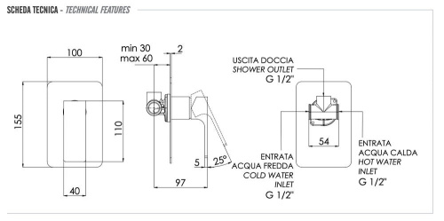 Смеситель для душа Remer Absolute AU30