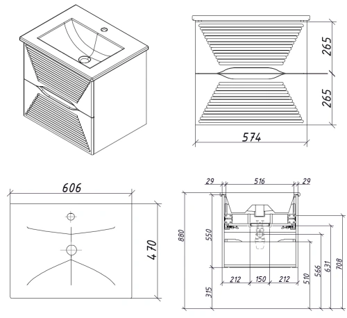 Тумба подвесная Caprigo Modo Terza 60 35611-SF024