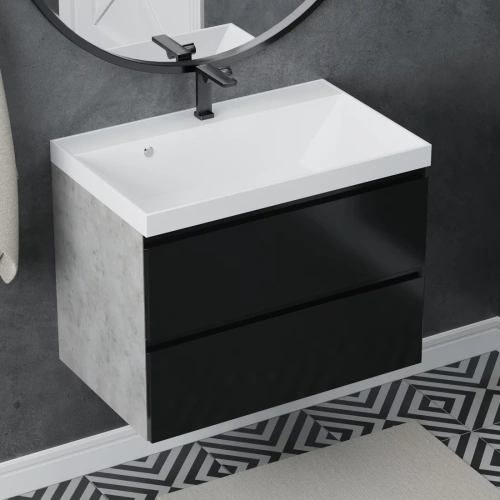 Тумба подвесная Vela Мира ЛАЙТ 60П под Classica (бетон/черный мат) TU2712