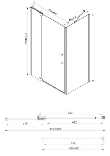 Душевой уголок Vincea Extra VSR-1E901090CLGM