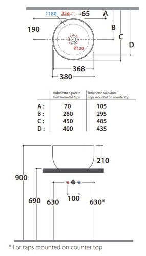 Умывальник Globo T-edge TE038BI