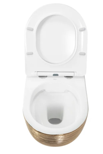 Унитаз подвесной Rea Carlo rimless Flat Brush Gold C6942