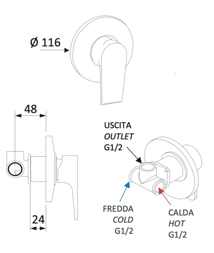 Смеситель для душа Mariani Artic В37179AT