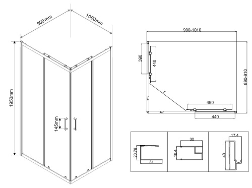 Душевой уголок Vincea City VSS-5CT9010MT