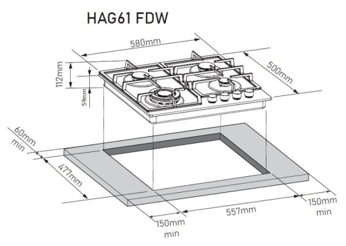 Газовая варочная панель ZORG HAG61 FDW black