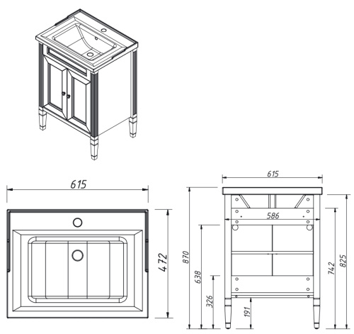 Тумба напольная Caprigo Albion Concept 60 34010-SF019