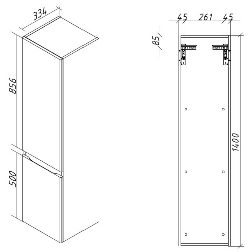 Пенал подвесной Caprigo Forte 35 36150L-SF023 Пенал подвесной Caprigo Forte 35 36150L-SF023