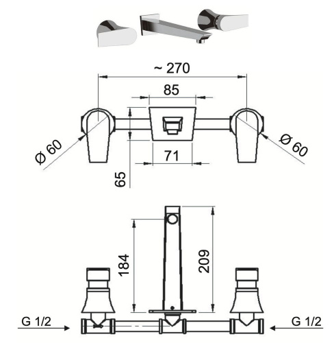 Смеситель для раковины Daniel Diva DV5022DP
