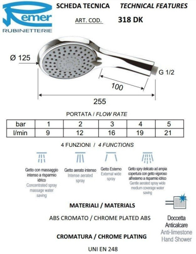 Ручной душ Remer 318DKX