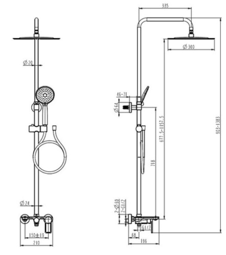 Душевая система Caprigo Kub 54-310-brg