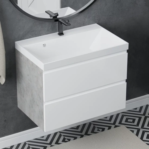 Тумба подвесная Vela Мира ЛАЙТ 60П под Classica (бетон/белый мат) TU4162