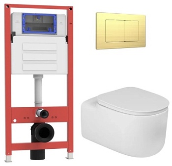 Комплект Oliveeka инсталляция OL-MQ-003 с унитазом OL-G27 и кнопкой OL-E12-BG