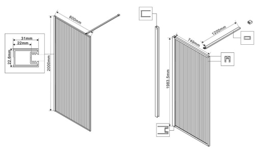 Душевая стенка Vincea Walk-In VSW-1HP800FLGM