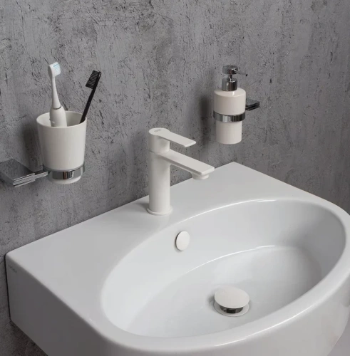 Смеситель для раковины Remer Energy EY12BO, белый матовый