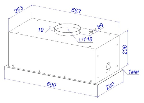 Вытяжка кухонная Zorg AMINA 1060 60 S белая
