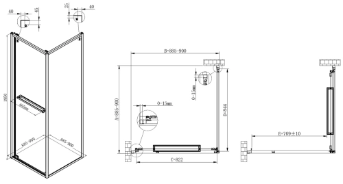 Душевой уголок Vincea Tesi VSRW-7TS9090CL