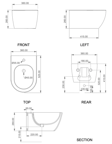 Биде подвесное GSG Ceramic Design Like RULKBISO000FI, белый глянцевый
