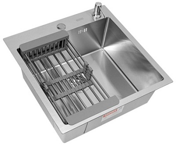 Комплект Arfeka Eco AR мойка 500*500, коландер, дозатор satin